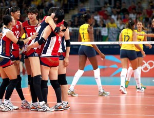 Comemoração, Brasil x Coreia do Sul, Vôlei (Foto: Agência Reuters)