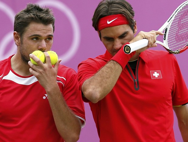 Roger Federer tênis Londres 2012 Olimpíadas Stanislas Wawrinka (Foto: Reuters)