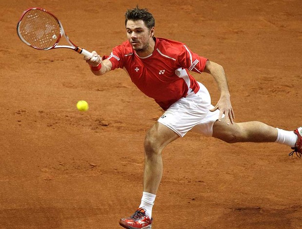 Stanislas Wawrinka na partida de tênis da Copa Davis contra Mardy Fish  (Foto: EFE)