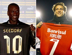 montagem Seedorf Forlán Botafogo Internacional (Foto: Editoria de Arte / Globoesporte.com)