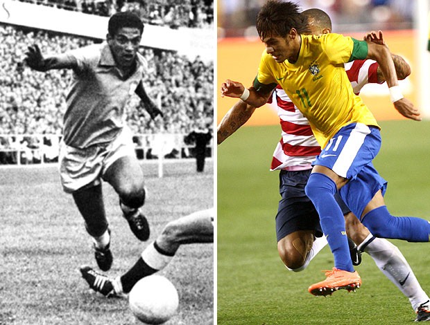 montagem Garrincha Neymar seleção brasileira (Foto: Editoria de Arte / Globoesporte.com)