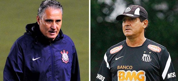 Tite e Muricy, Corinthians x Santos (Foto: Editoria de arte / Globoesporte.com)