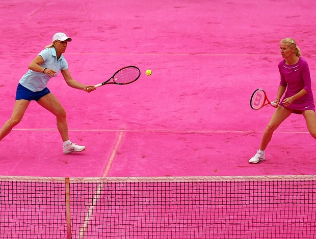 quadra rosa saibro tênis Roland Garros Novotna Navratilova (Foto: Getty Images)