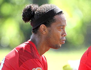 Ronaldinho Gaúcho no treino do Flamengo (Foto: Jorge William / Ag. O Globo)