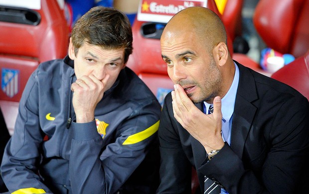 Pep Guardiola e  Tito Vilanova na final da Copa do Rei Barcelona Atlhetic Bilbao (Foto: Reuters)