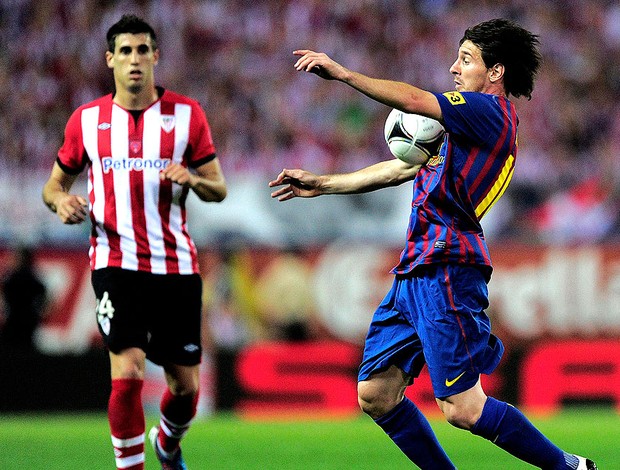 Messi na partida do Barcelona contra o Atlhetic Bilbao final da Copa do Rei (Foto: AFP)