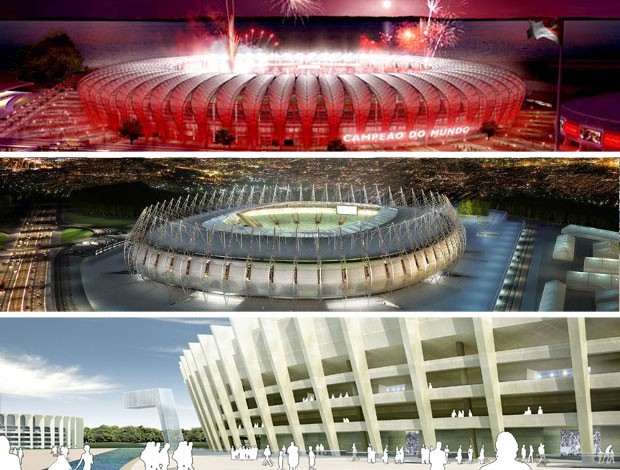 MONTAGEM - Projetos estádios castelão mineirão e beira-rio (Foto: Divulgação)