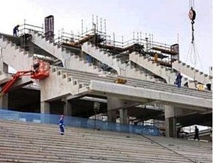 Obra do estádio do Corinthians em Itaquera no início de maio (Foto: Divulgação/Odebrecht)