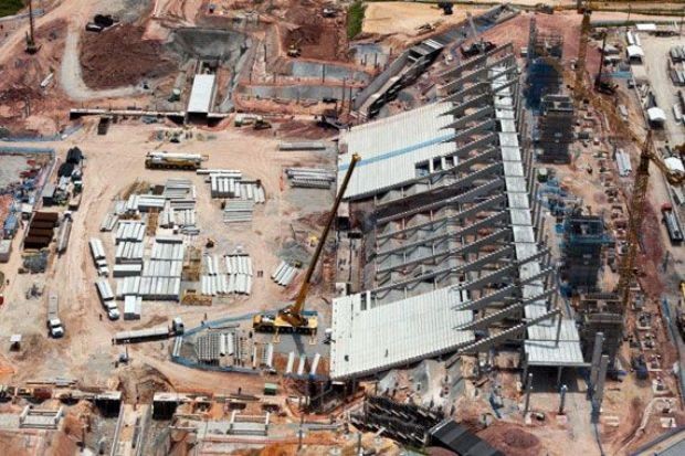 Obra do estádio do Corinthians em Itaquera no início de maio (Foto: Divulgação/Odebrecht)