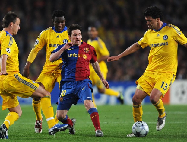 messi terry mikel ballack chelsea x barcelona 28/04/09 (Foto: Getty Images)