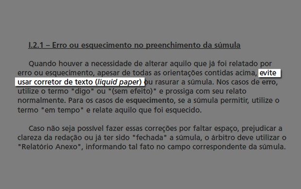 artigo I.21 - Erro ou esquecimento no preenchimento da súmula (pg.7) (Foto: Divulgação / CBF.com)