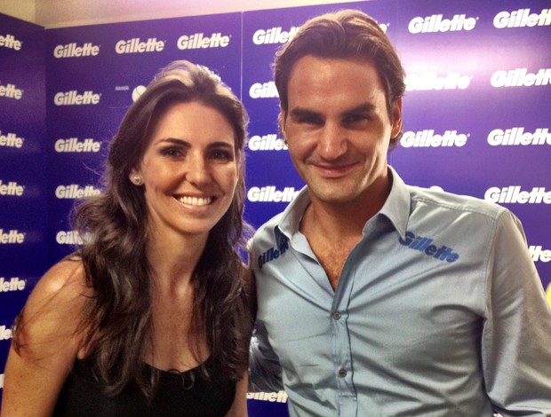 Glenda e Roger Federer (Foto: Carla Destro/TV Globo)