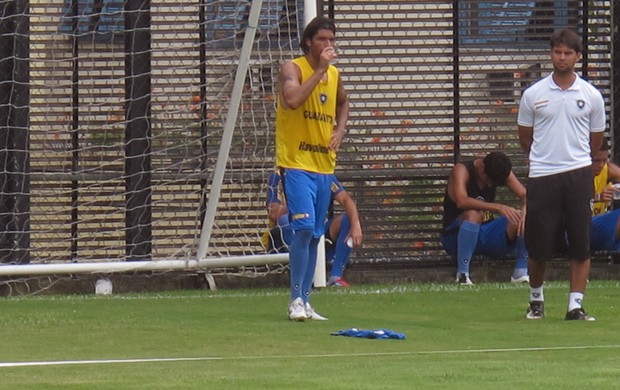 Loco Abreu treino Botafogo (Foto: André Casado)