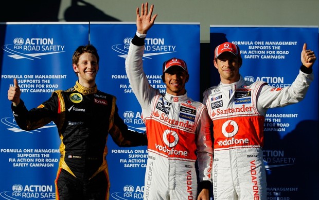 F1 GP da Austrália Grosjean, Hamilton e Button (Foto: Getty Images)