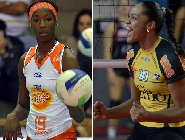 Volei - montagem Destinee Hooker, do Osasco, e a Ingrid, do Mackenzie (Foto: Vipcomm)