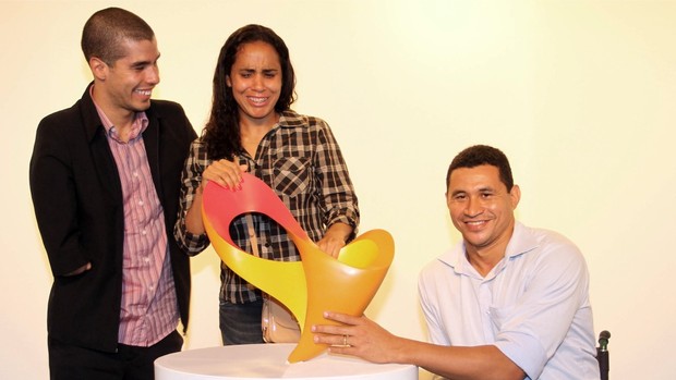 Daniel Dias, Ádria dos Santos e Clodoaldo Silva no lançamento da marca dos Jogos Paraolímpicos Rio 2016 (Foto: Marcio Rodrigues / Fotocom.net)