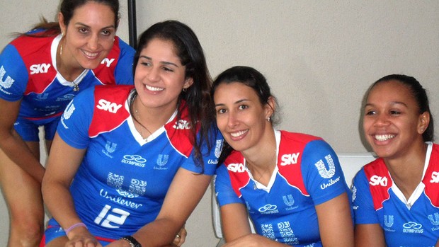 Natália, Fernanda Venturini, Sheilla e Juciely em evento de vôlei do Rio de Janeiro (Foto: Daniele Rocha / Globoesporte.com)